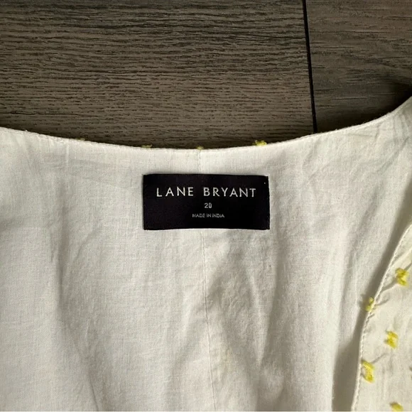 Lane Bryant White Dress w/Yellow Polka Dots A Line Size 20 Knee Length Summer - Picture 4 of 14